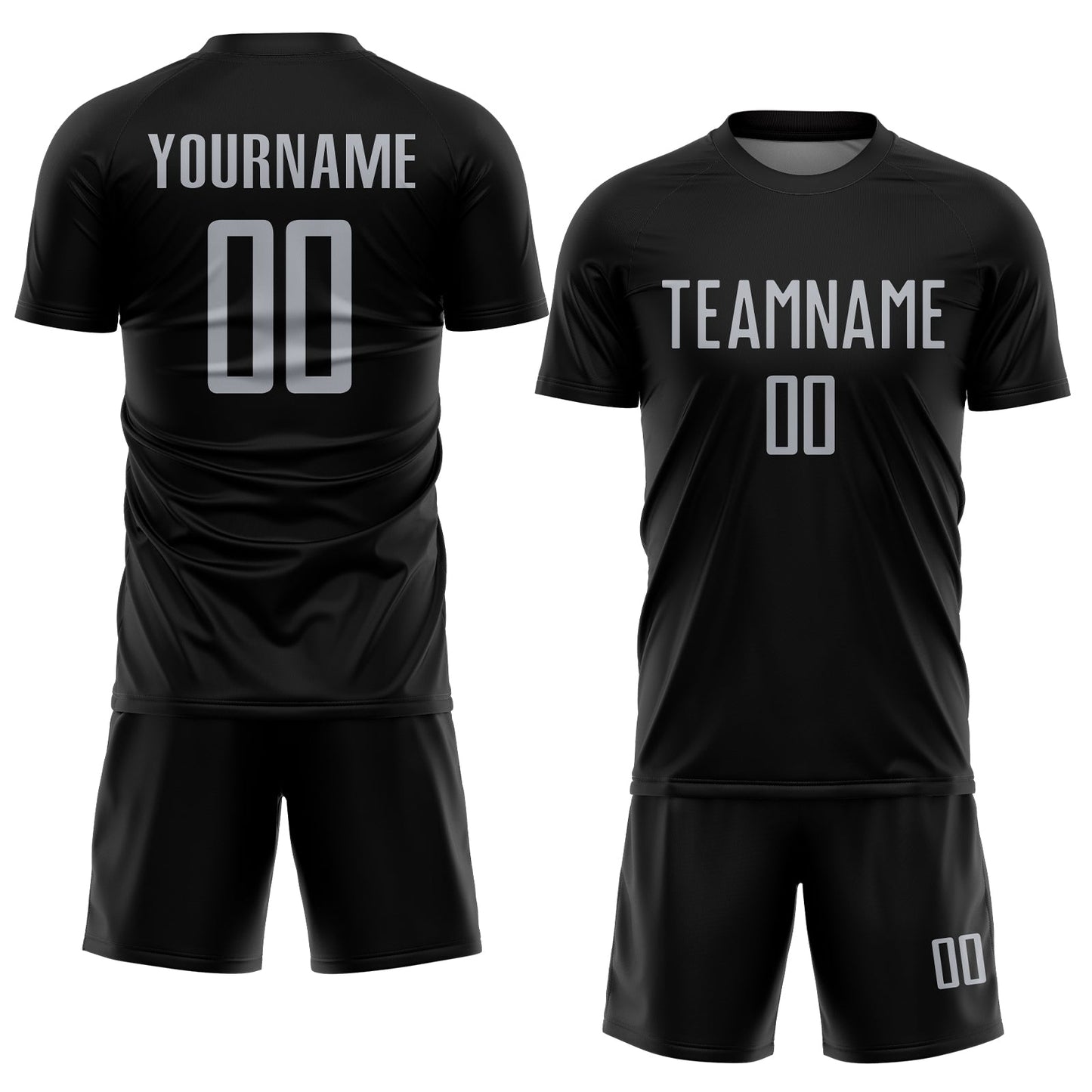 Custom Black Gray Sublimation Soccer Uniform Jersey - Sky-Custom