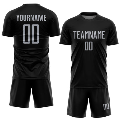 Custom Black Gray Sublimation Soccer Uniform Jersey - Sky-Custom