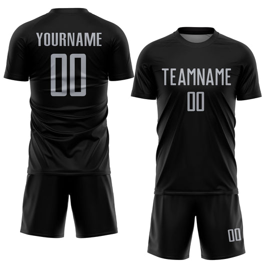 Custom Black Gray Sublimation Soccer Uniform Jersey - Sky-Custom