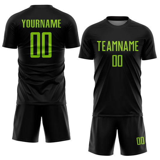 Custom Black Neon Green Sublimation Soccer Uniform Jersey - Sky-Custom