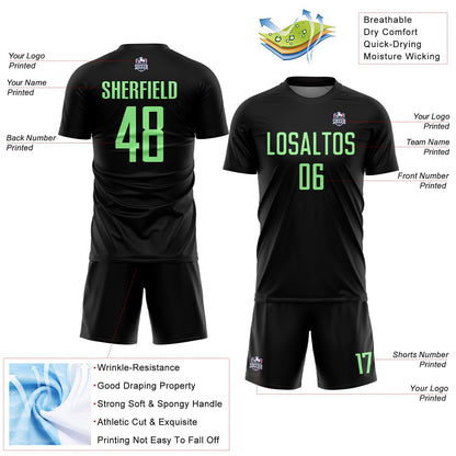 Custom Black Pea Green Sublimation Soccer Uniform Jersey - Sky-Custom
