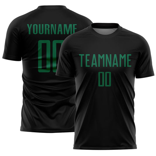 Custom Black Kelly Green Sublimation Soccer Uniform Jersey - Sky-Custom
