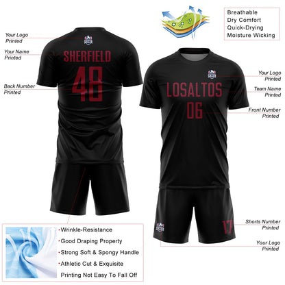 Custom Black Crimson Sublimation Soccer Uniform Jersey - Sky-Custom