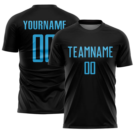 Custom Black Sky Blue Sublimation Soccer Uniform Jersey - Sky-Custom