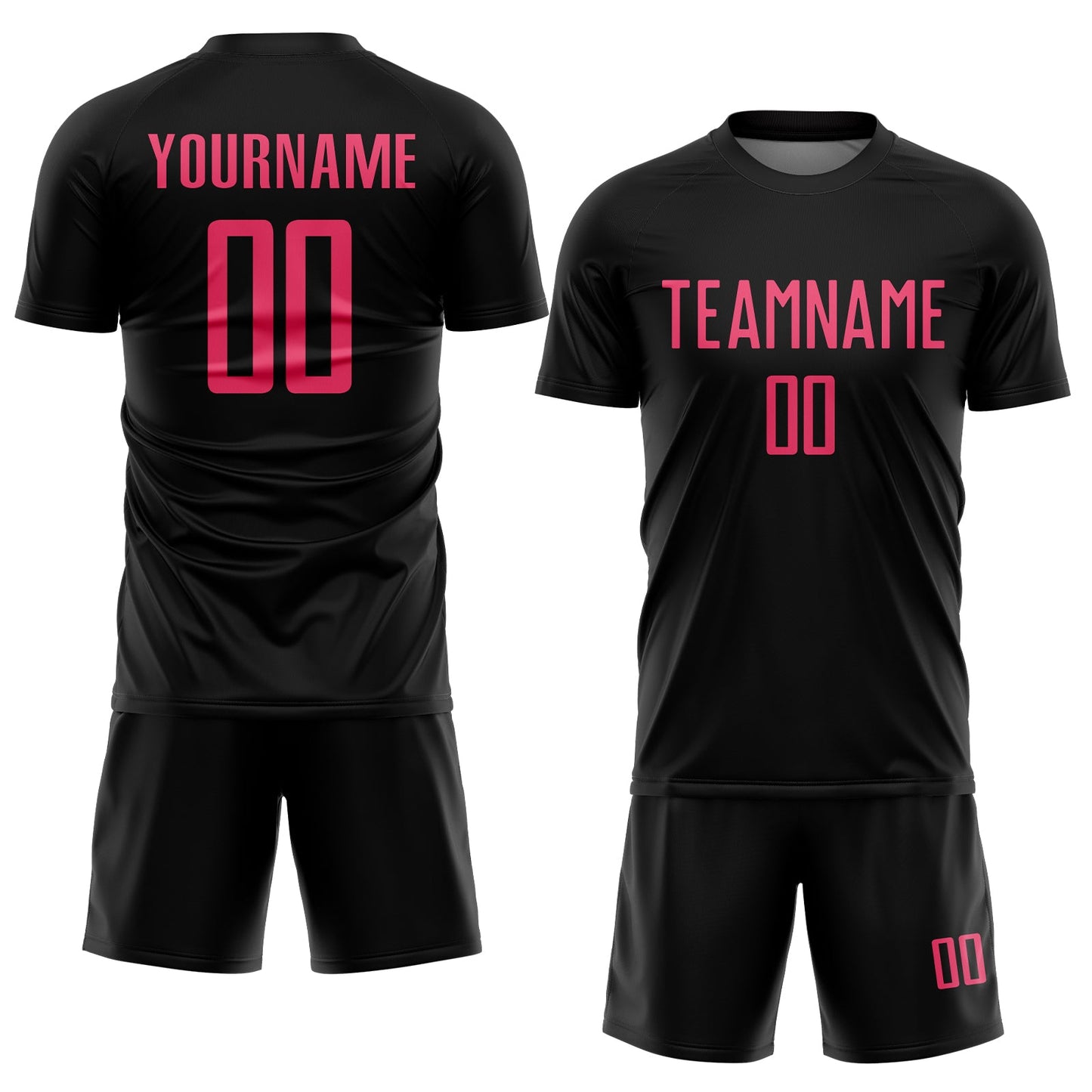 Custom Black Neon Pink Sublimation Soccer Uniform Jersey - Sky-Custom