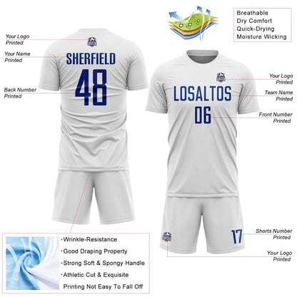 Custom White Royal Sublimation Soccer Uniform Jersey - Sky-Custom