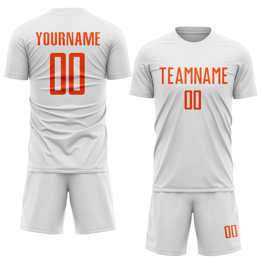 Custom White Orange Sublimation Soccer Uniform Jersey - Sky-Custom