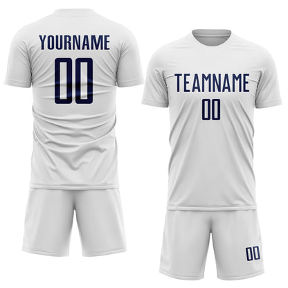 Custom White Navy Sublimation Soccer Uniform Jersey - Sky-Custom