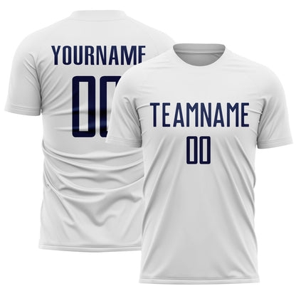 Custom White Navy Sublimation Soccer Uniform Jersey - Sky-Custom