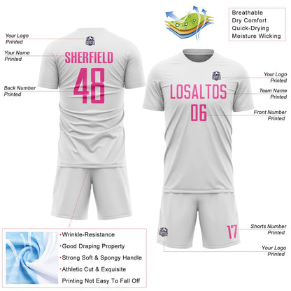 Custom White Pink Sublimation Soccer Uniform Jersey - Sky-Custom