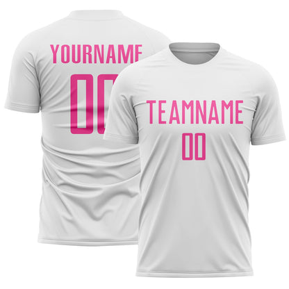 Custom White Pink Sublimation Soccer Uniform Jersey - Sky-Custom