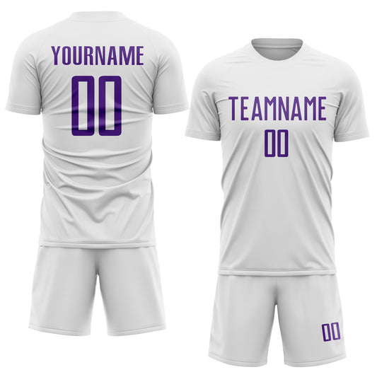 Custom White Purple Sublimation Soccer Uniform Jersey - Sky-Custom