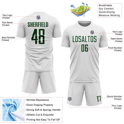 Custom White Green Sublimation Soccer Uniform Jersey - Sky-Custom