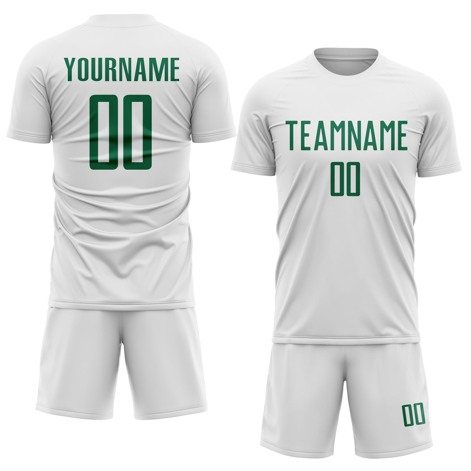 Custom White Kelly Green Sublimation Soccer Uniform Jersey - Sky-Custom