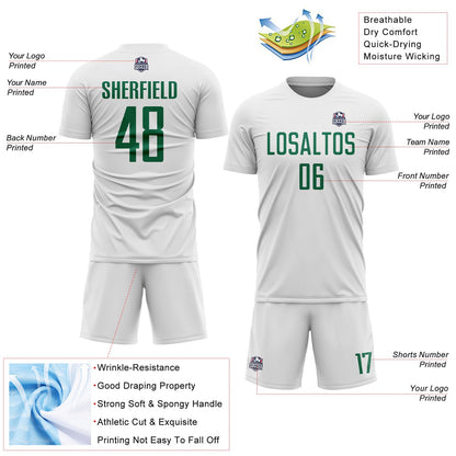 Custom White Kelly Green Sublimation Soccer Uniform Jersey - Sky-Custom