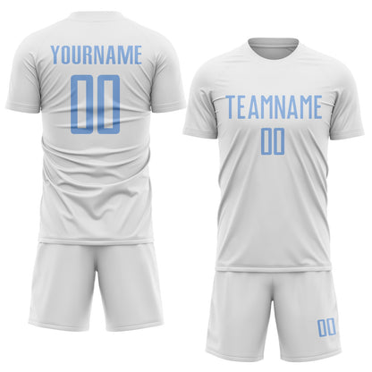 Custom White Light Blue Sublimation Soccer Uniform Jersey - Sky-Custom