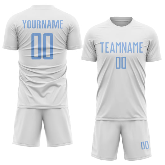 Custom White Light Blue Sublimation Soccer Uniform Jersey - Sky-Custom