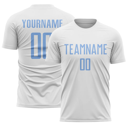 Custom White Light Blue Sublimation Soccer Uniform Jersey - Sky-Custom