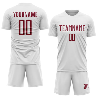 Custom White Crimson Sublimation Soccer Uniform Jersey - Sky-Custom