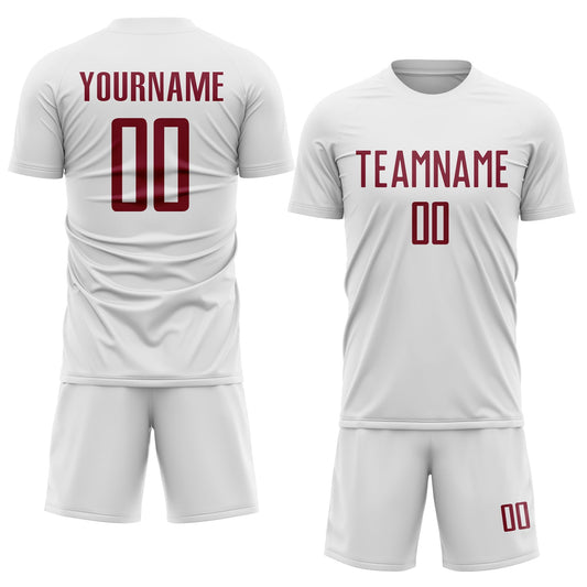Custom White Crimson Sublimation Soccer Uniform Jersey - Sky-Custom