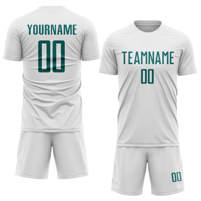 Custom White Teal Sublimation Soccer Uniform Jersey - Sky-Custom