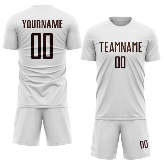 Custom White Brown Sublimation Soccer Uniform Jersey - Sky-Custom