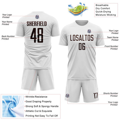 Custom White Brown Sublimation Soccer Uniform Jersey - Sky-Custom