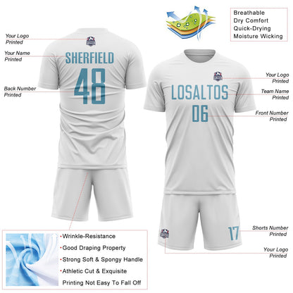 Custom White Shadow Blue Sublimation Soccer Uniform Jersey - Sky-Custom
