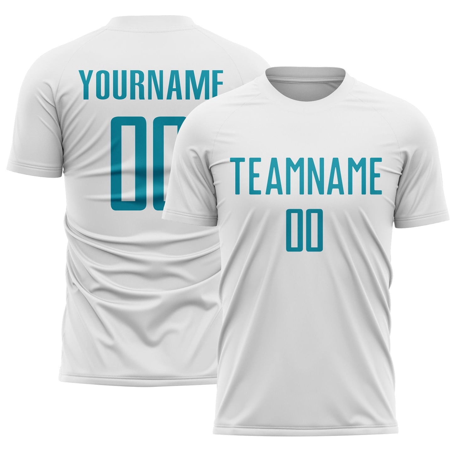 Custom White Teal Sublimation Soccer Uniform Jersey - Sky-Custom