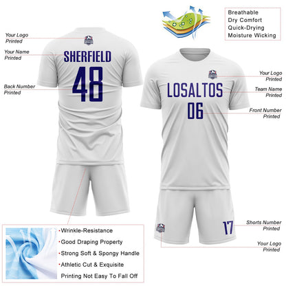 Custom White Dark Purple Sublimation Soccer Uniform Jersey - Sky-Custom