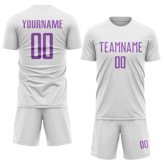 Custom White Medium Purple Sublimation Soccer Uniform Jersey - Sky-Custom