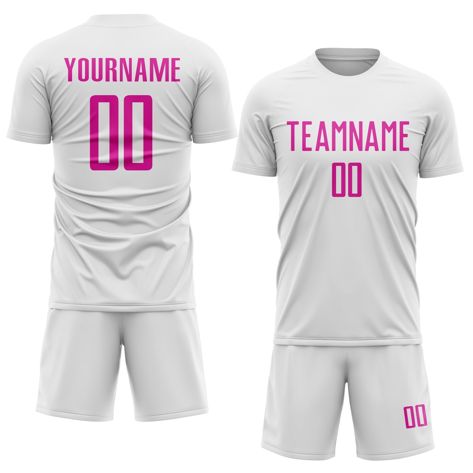 Custom White Deep Pink Sublimation Soccer Uniform Jersey - Sky-Custom