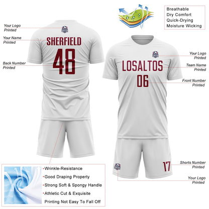 Custom White Maroon Sublimation Soccer Uniform Jersey - Sky-Custom
