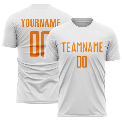 Custom White Bay Orange Sublimation Soccer Uniform Jersey - Sky-Custom