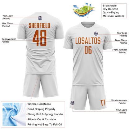 Custom White Texas Orange Sublimation Soccer Uniform Jersey - Sky-Custom