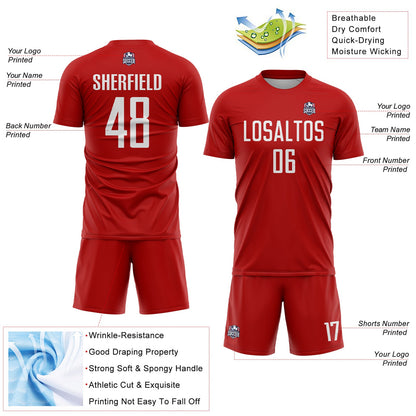 Custom Red White Sublimation Soccer Uniform Jersey - Sky-Custom