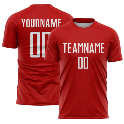 Custom Red White Sublimation Soccer Uniform Jersey - Sky-Custom