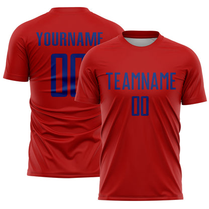 Custom Red Royal Sublimation Soccer Uniform Jersey - Sky-Custom