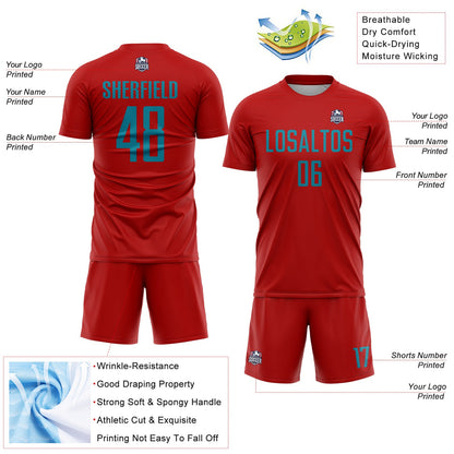 Custom Red Teal Sublimation Soccer Uniform Jersey - Sky-Custom