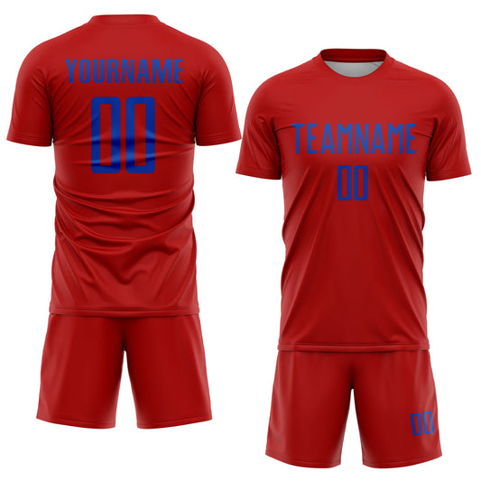 Custom Red Thunder Blue Sublimation Soccer Uniform Jersey - Sky-Custom