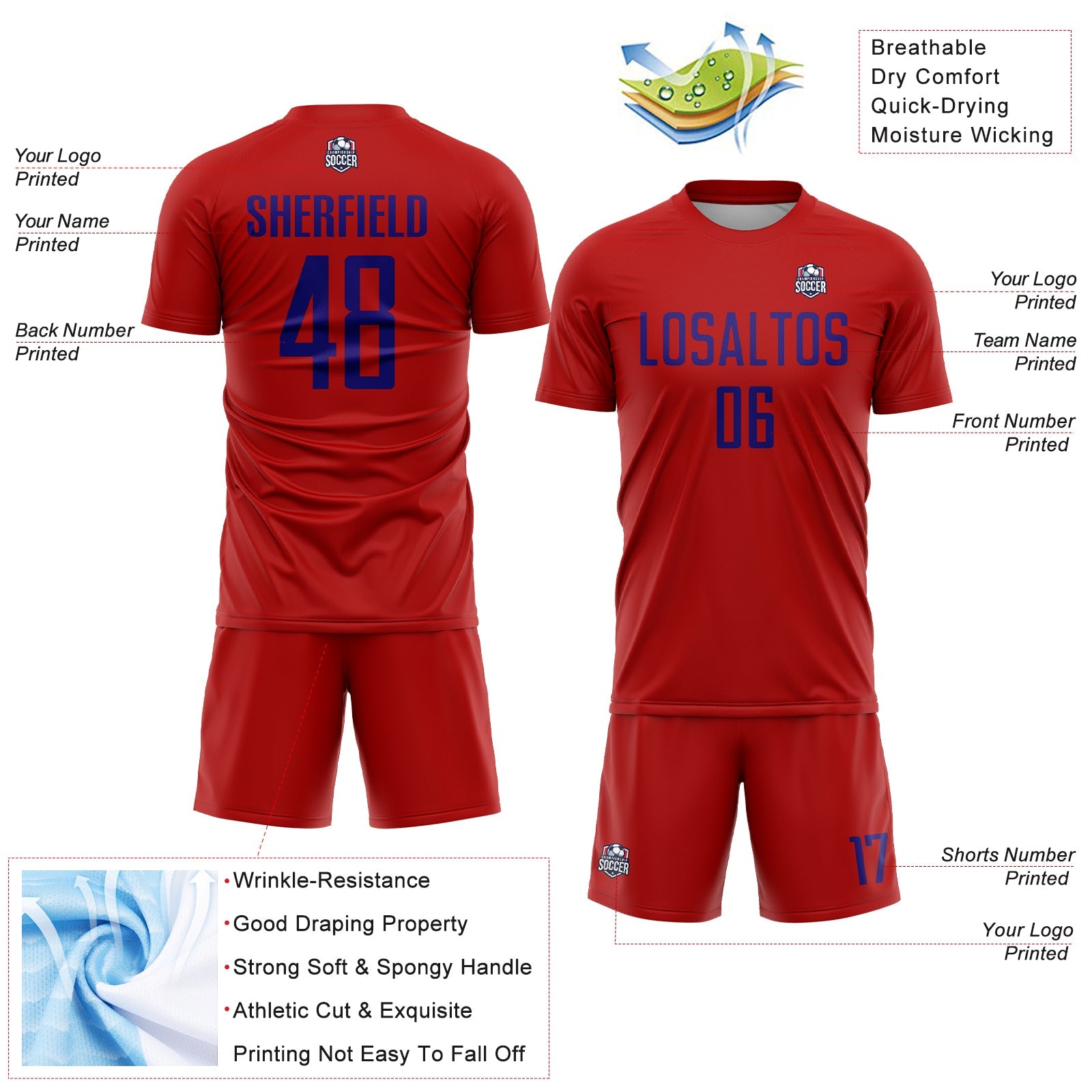 Custom Red Dark Purple Sublimation Soccer Uniform Jersey - Sky-Custom