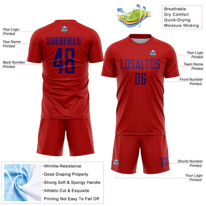 Custom Red Dark Purple Sublimation Soccer Uniform Jersey - Sky-Custom