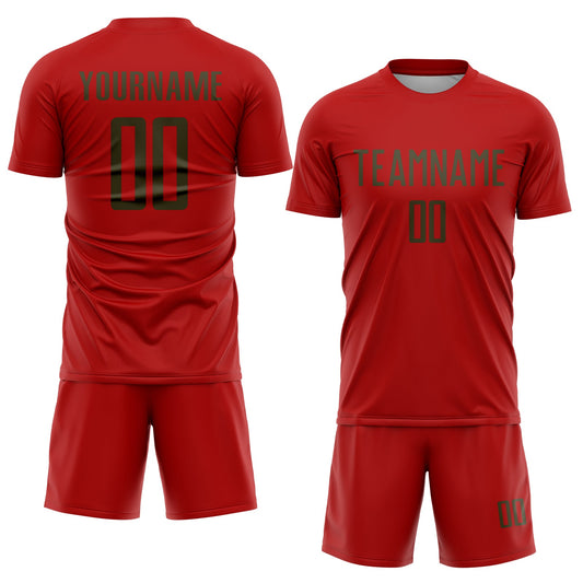 Custom Red Olive Sublimation Soccer Uniform Jersey - Sky-Custom