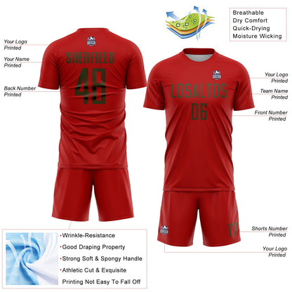 Custom Red Olive Sublimation Soccer Uniform Jersey - Sky-Custom