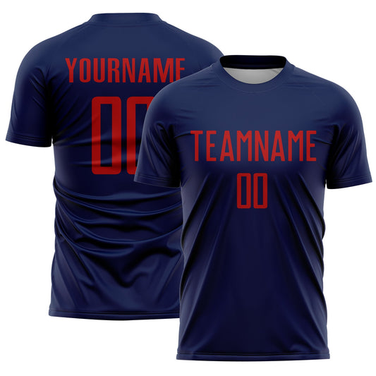 Custom Navy Red Sublimation Soccer Uniform Jersey - Sky-Custom