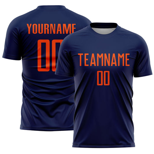 Custom Navy Orange Sublimation Soccer Uniform Jersey - Sky-Custom