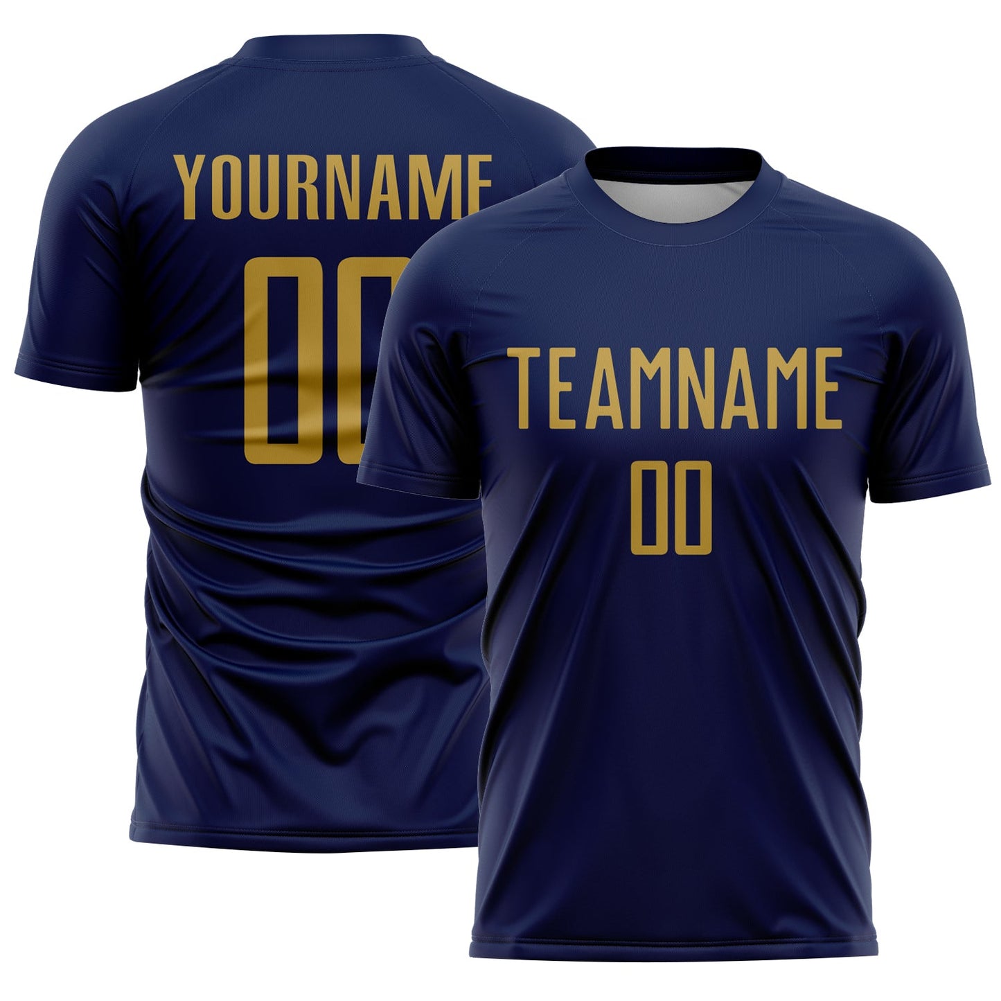 Custom Navy Old Gold Sublimation Soccer Uniform Jersey - Sky-Custom