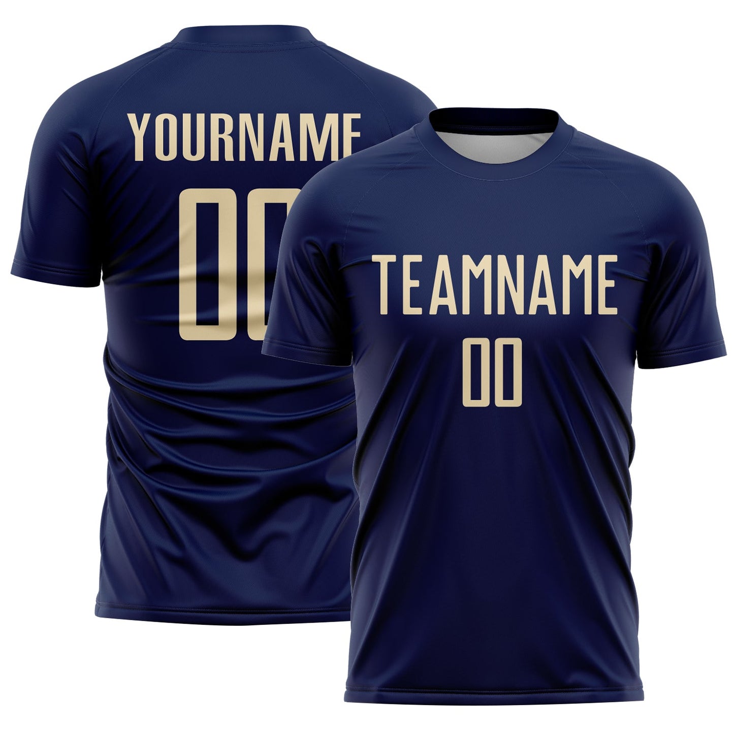 Custom Navy Cream Sublimation Soccer Uniform Jersey - Sky-Custom
