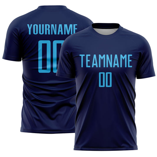 Custom Navy Sky Blue Sublimation Soccer Uniform Jersey - Sky-Custom