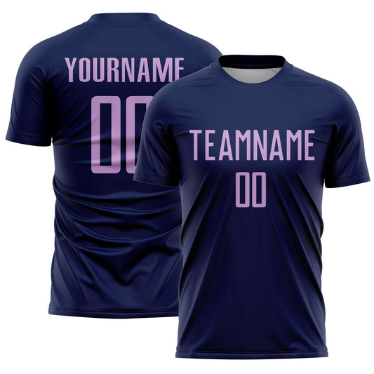 Custom Navy Light Purple Sublimation Soccer Uniform Jersey - Sky-Custom